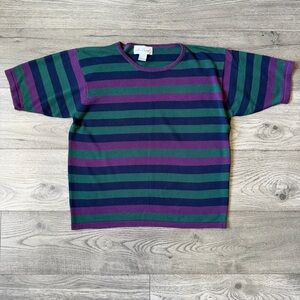 Vintage Lee David Collection Striped Knit Top - Size Medium